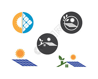 太阳能电池板标志矢量 ico技术标识车站房子绿色太阳商业活力面板等距图片