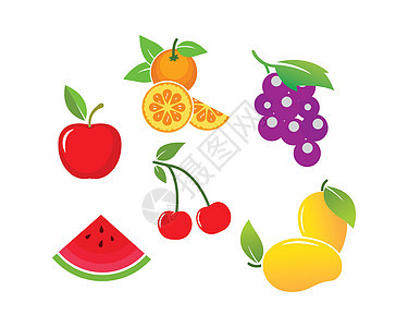 水果集矢量 图标插图设计果汁食物液体饮料叶子橘子西瓜饮食热带甜点图片
