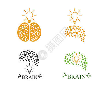 大脑与灯泡图标标志向量的想法和薄力量天才知识版权科学知识分子身份药品标识思考图片