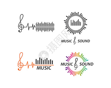 音乐 均衡器和声音效果标志矢量 ico嗓音震动笔记波浪低音展示旋律波形工作室耳机图片