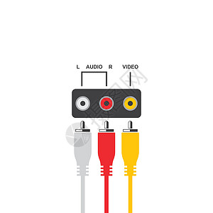 RCA 电缆图标矢量插图设计视频技术信号插座电视插头立体声模拟港口电子图片
