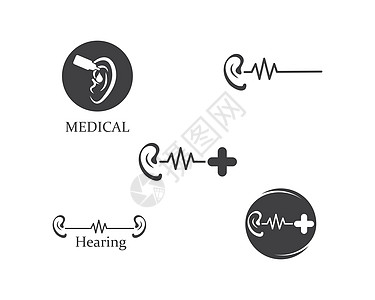 耳朵标志图标矢量设计它制作图案运河听力解剖学技术科学感官嗓音器官医疗音乐图片