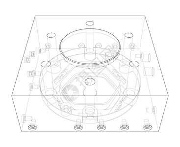 抽象行业对象概念 韦克托机械加工盒子螺丝技术工业大纲元素蓝图制造业背景图片