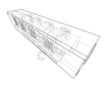 抽象行业对象概念 韦克托气缸表面螺丝机械绘画制造业盒子圆柱工程轮廓图片