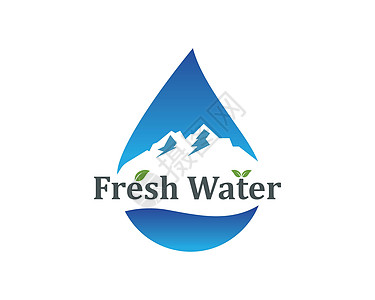 瓶装水业务的水滴和山标志图标矢量插图设计叶子环境营销生长网络公司液体技术生态蓝色图片