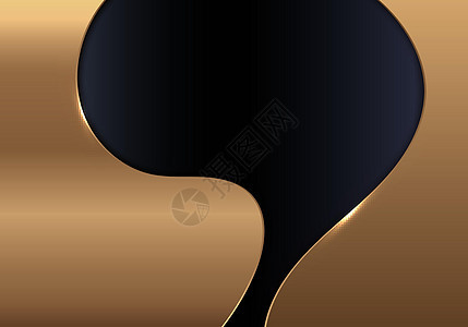 现代豪华模板抽象金色金属曲线形状 黑色背景照明图片