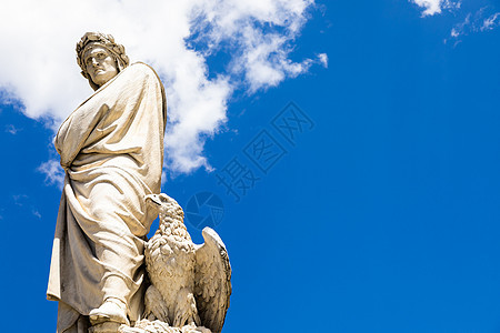 意大利托斯卡纳州佛罗伦萨的但丁阿利吉耶里雕像文学石头艺术建筑诗人作家城市纪念碑教会文化图片