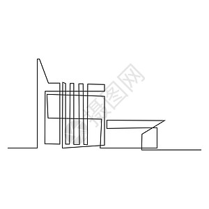 住宅建筑概念的连续线条图标志符号建筑矢量插图简单房地产草图城市不动产艺术建筑学市场绘画房子财产图片