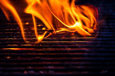 清空热炭烧烤烧烤炉 盛着明亮的火焰火烧烤壁炉烧烤架炙烤野餐烹饪派对营火煤炭烧伤图片