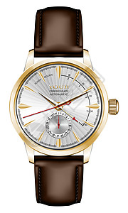 奢华手表逼真的手表时钟金银棕色皮革插画