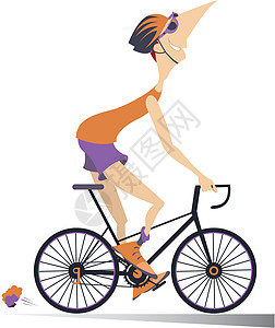 卡通人骑自行车插画图片