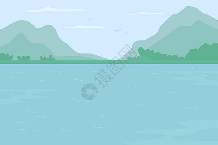 山区河流平面颜色矢量它制作图案图片