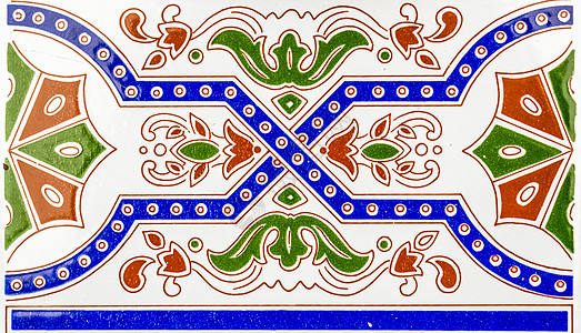 传统装饰性西班牙装饰瓦片在建筑物墙壁上的原始瓷砖艺术建筑师制品几何学陶瓷几何古董历史作品锦缎图片