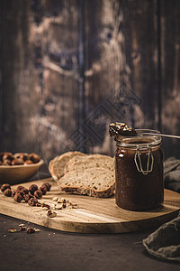 维嘉巧克力扩散蜂蜜木头面包杏仁情调黄油巧克力榛子可可桌子图片