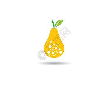 梨标志模板黄色水果绿色食物卡通片农业叶子营养饮食白色图片