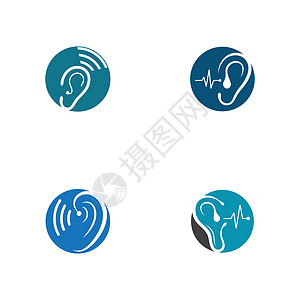 一套听力标志模板矢量 ico艺术耳朵夹子医生耳聋白色插图心脏病学黑色噪音图片