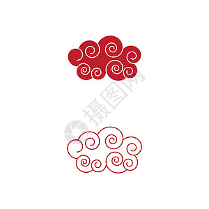 中国云徽标矢量它制作图案海浪风格曲线艺术卷曲装饰波浪状天空文化织物图片