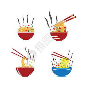 设置面条标志模板矢量符号美食菜单拉面酒吧送货标识午餐食物筷子餐厅图片