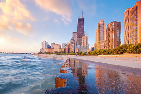 美国市中心芝加哥天线城市风景场景市中心建筑天空景观地标建筑学街道天际旅行图片