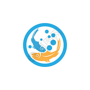 鱼图标矢量图日志标识动物黑色卡通片白色蓝色海洋水族馆食物游泳图片