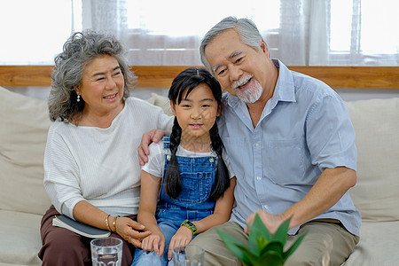 奶奶和爷爷坐在起居室里 他们看起来很快乐 - 是的 先生图片