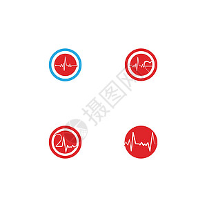 设置心脉标志模板矢量符号红色监视器生活图表心脏病学情况海浪韵律插图速度图片