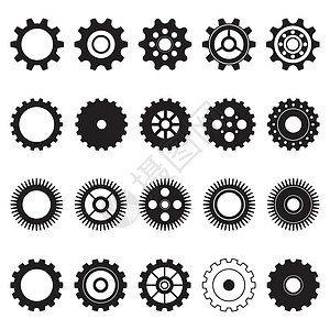 有齿轮的素材一组车轮引擎工程师字母技术生产网络营销工厂标志插画