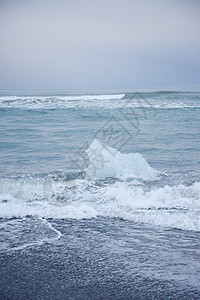 约库萨隆海滩海岸冰川水晶旅行土地海浪黑色火山沙龙海洋背景图片