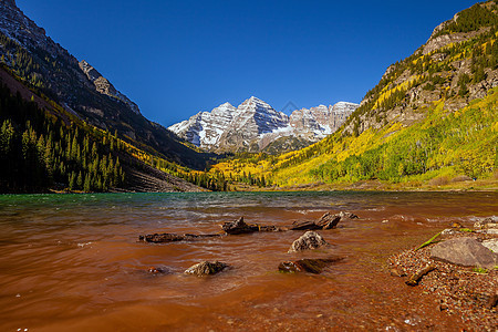 美国Aspen科罗拉多秋季秋天季节马龙钟的景观照片旅游树林反射首脑森林远足树叶墙纸钟声顶峰图片