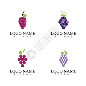 它制作图案的葡萄标志模板矢量图标集食物葡萄园葡萄属桌子黑色藤蔓美味紫色和睦插图图片