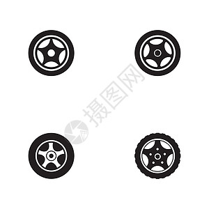 一套汽车车轮矢量图标设计白色车辆标识黑色轮缘圆形橡皮机器运输插图图片