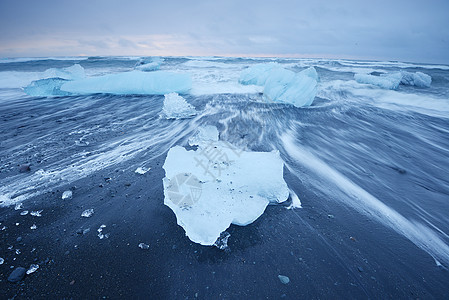 冰山海滩气候海浪天空火山白色黑色冰川海洋蓝色旅行图片
