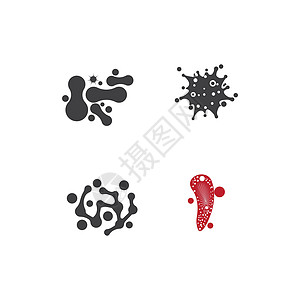 设置细菌标志模板矢量符号标识生物学感染生物病菌风险流感微生物学营养插图图片