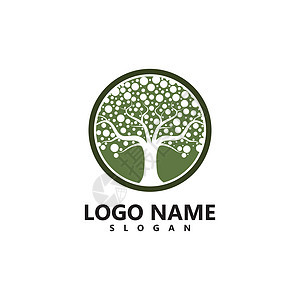 树标志模板矢量 ico橡木生活插图绿色公司叶子生态生长标识商业背景图片