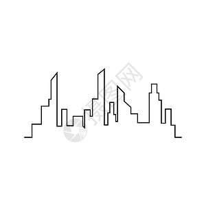 现代城市天际线 城市剪影 平面设计中的矢量图解街道艺术景观财产市中心场景建筑横幅摩天大楼旅行图片