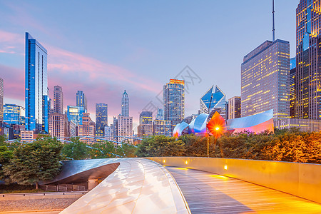 美国市中心芝加哥天线城市风景地标天际市中心天空场景建筑学日落街道旅行摩天大楼图片