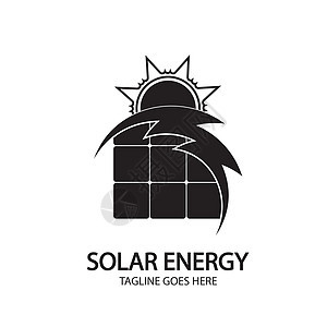 白色背景上孤立的太阳能电池板和太阳图标黑色电气力量绿色生态控制板技术环境房子阳光背景图片