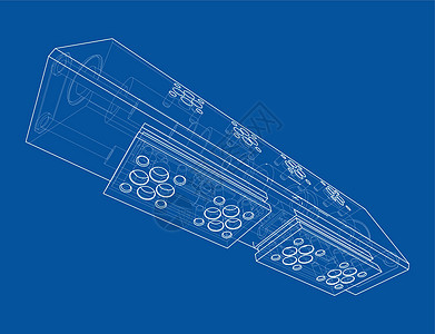 抽象行业对象概念 韦克托蓝图机器表面盒子绘画插图气缸装置轮廓机械背景图片