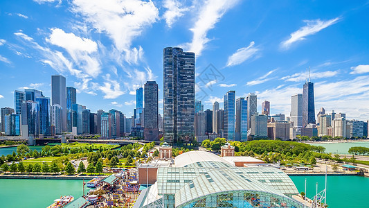 美国市中心芝加哥天线城市风景摩天大楼建筑街道天空市中心建筑学地标景观天际办公室图片