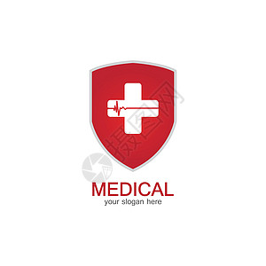 盾牌图标与白色背景上孤立的医疗药房保险医生商业隐私医院卫生网络帮助药店救护车图片