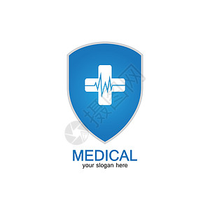 盾牌图标与白色背景上孤立的医疗药房按钮网络援助保健标识药店医生插图卫生警卫图片