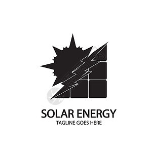白色背景上孤立的太阳能电池板和太阳图标力量绿色房子生态阳光资源插图细胞技术黑色图片