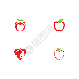 设置苹果矢量图设计甜点标识圆圈小吃卡通片饮食水果插图叶子花园图片