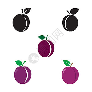 梅花标志矢量图标设计模板集食物绿色饮食水果李子标识叶子植物紫色插图图片