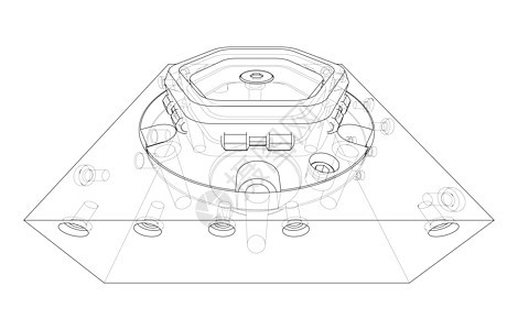 抽象行业对象概念 韦克托圆柱矢量轮廓插图制造业元素工业蓝图草图螺丝图片