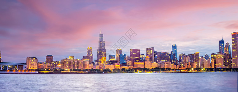 美国市中心芝加哥天线城市风景建筑天际街道建筑学摩天大楼场景市中心景观旅行天空图片