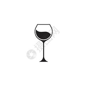 酒杯图标矢量图玻璃黑色瓶子白色酒精杯子插图饮料庆典标识图片