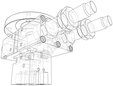 抽象行业对象概念 韦克托工业技术元素盒子轮廓螺丝蓝图气缸插图机械图片