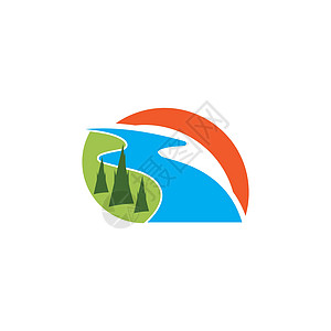 河 Logo 模板矢量符号艺术蓝色自然插图生活旅行白色图片