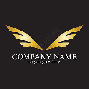 翅膀金色标志矢量图模板vecto羽毛公司标识奢华纹章商业身份徽章金属插图图片